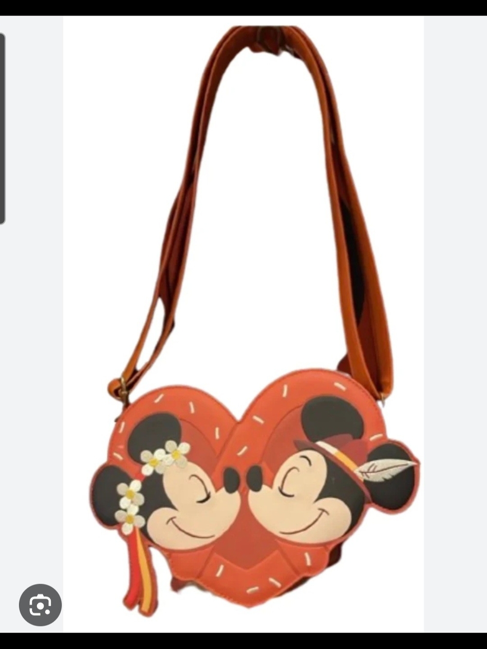 Germany EPCOT World Showcase Mickey & Minnie Pretzel Heart Crossbody Bag - Picture 3 of 3